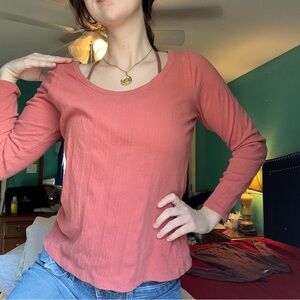 Women's Long Sleeve Top in Coral